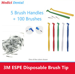 Dental Disposable Brush Applicators 100 Pieces & with Handle, Bendable Brushes