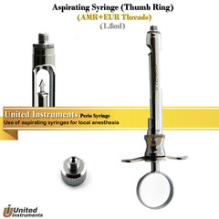 Dental Syringe 1.8ml Manual Aspirating Anesthetic Injecting W/ Extra EUR Thread