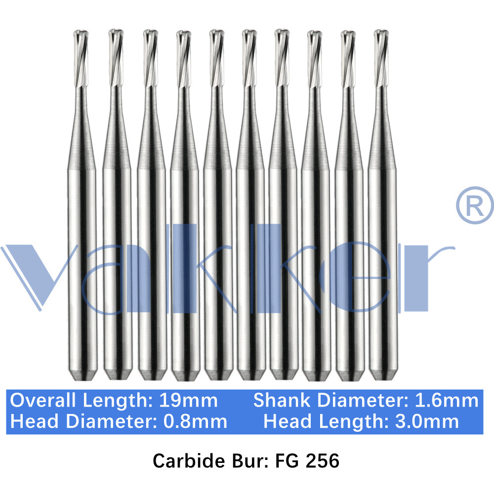 Vakker 10pc Dental Carbide Burs FG 256 Friction Grip High Speed Bur