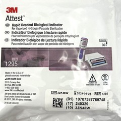 3M 1295 30-PACK Attest Rapid Readout Biological Indicators, Exp 03/31/2024