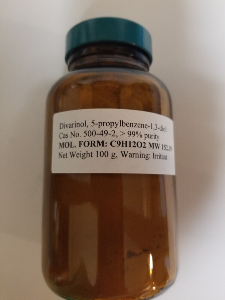 100 g grams Divarinol, 5-Propylbenzene-1,3-diol, Divarin CAS 500-49-2, 99+% pure