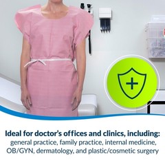 Disposable Medical Gowns Mauve 30X42 Open Back Waist Tie Short Sleeve 50 Pack