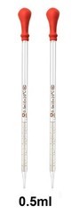 2Pk 0.5ml Glass Graduated Dropper Pipettes Lab Dropper with Red Rubber Cap&Scale