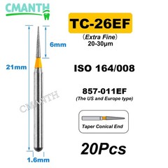 US Fine Dental Burs Diamond Burs High Speed Turbines Drills Tools 1.6mm 20pcs