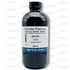 True Colloidal Platinum NanoParticles (PtNPs): 200 ppm – 250 mL in Plastic
