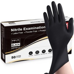 Schneider Black Nitrile Exam Gloves, Medium, 5 Mil Disposable