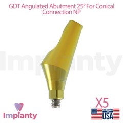 5x GDT Anatomic Angulated Dental Prosthetic 25° Titanium Conical NP 2.25mm
