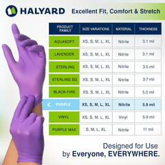 Purple Nitrile Exam Gloves Powder Free Latex Free 9.5in Ambidextrous Dental