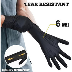 TitanFlex Disposable Nitrile Exam Gloves, 6-mil, Black, XL 100-ct Box,Heavy Duty