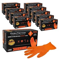 8 Mil Orange Nitrile Disposable Gloves – 10 Boxes of 100, Large, Latex-Free, Pow