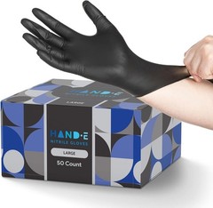 Black Nitrile Disposable Gloves Large BBQ Tattoo Dye Cooking Mechanic Gloves