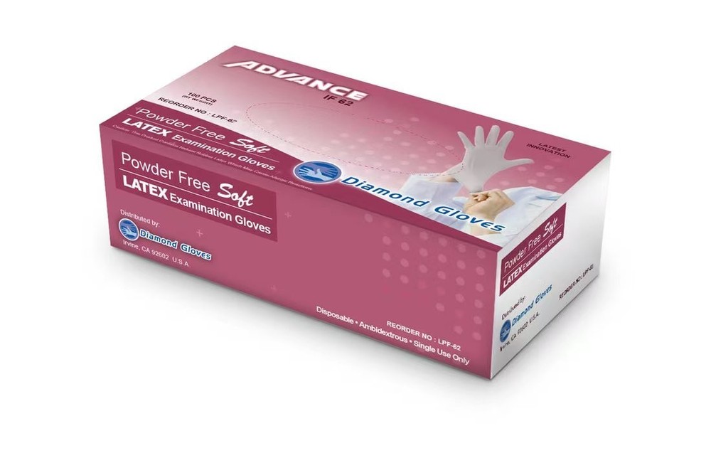 100pcs Diamond Gloves 5.5mil Latex Exam Gloves Powder Free XS S M L XL