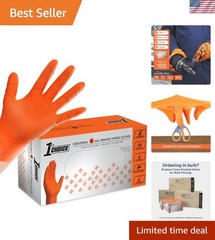 6 mil Orange Gloves, Disposable, Latex Free, Raised Diamond Grip, Mechanic Gl…
