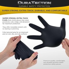 Dura-Gold Heavy Duty Black Nitrile Disposable Gloves, 6 Mil Pack of 1000 Small