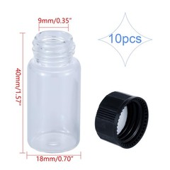 Newzoll 5mL(1/6 oz) Mini Clear Glass Vials with Plastic 5ml-10pcs, clear