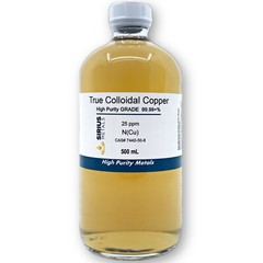 True Colloidal Copper 25 ppm 500 mL in a glass bottle
