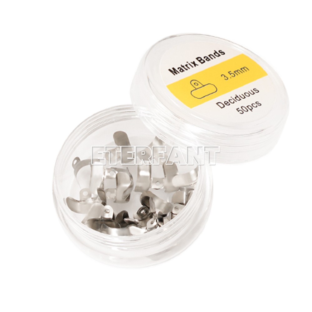 50PCs Dental Matrix Bands Ring Sectional Matrice Clamp 3.5mm/4.5mm/5.5mm/6.5mm