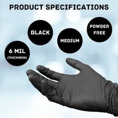 Medium 6 MIL Black Nitrile Powder Free Disposable Full Texture Gloves 72000 Pcs
