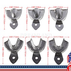 Dental Impression Trays Stainless Steel Perforated 6PC Upper+Lower S/M/L SKYSEA