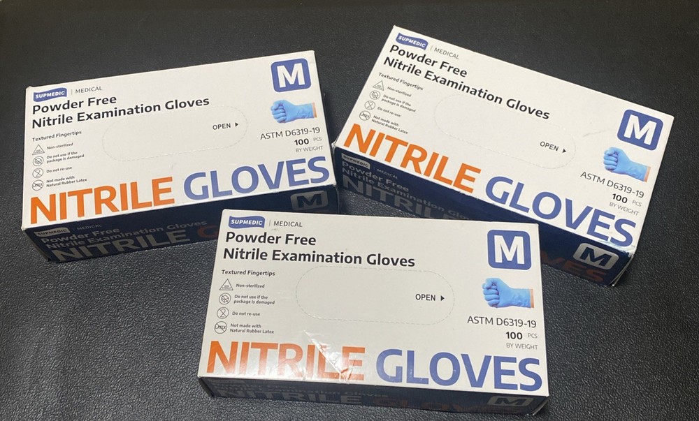 Supmedic Blue Nitrile Medical Gloves FDA Powder & Latex Free Disposable 300 Pcs