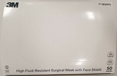 *50-Pieces* 3M Tie-On Surgical Mask EN14683 Type IIR W/Face Shield Green 1835FS