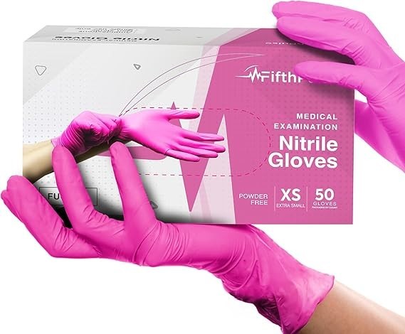 Guantes de Nitrilo Desechables Fucsia Rosa Caliente 3 Mil Sin Polvo Latex