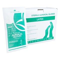 Sterile Latex Surgical Gloves, Size 6, Powder-Free, 50 Pairs/Box