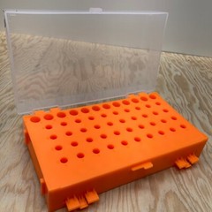 Dual Sided Vial Microtube Tube Tray Rack Holder – Reversible Cover – Orange