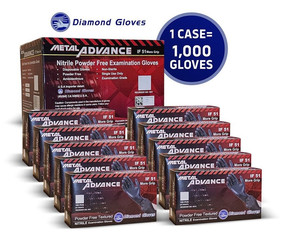 BLACK NITRILE GLOVES, CASE OF 1000, 5 MIL THICK, POWDER-FREE, XXL SIZE, NEW
