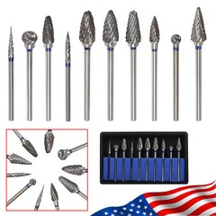 10 Pcs Dental Lab Tungsten Steel Carbide Burs Polishing Bur Drills HP 2.35mm Kit