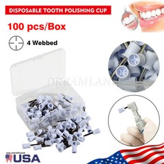 100 Pcs/Box Dental Polishing Cups Latch Type Prophy Cups 4 Webbed