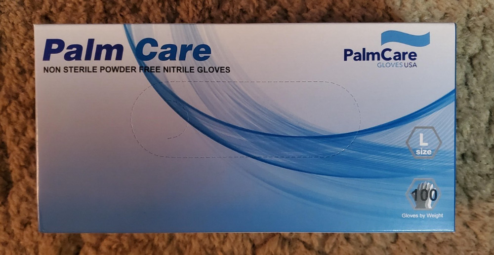 100 Pack PALM CARE Powder Free Latex Free Nitrile Examination Gloves Size LARGE