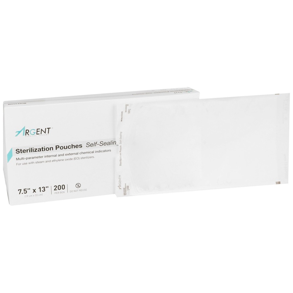 McKesson Argent Sure-Check Sterilization Pouch Transparent White 7-1/2 X 13