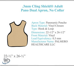 Dual X-Ray Apron Cling Shield Lead-Lined Adult Pano No Collar 3mm Medical Dental