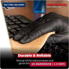 Grip Black Nitrile Gloves 5mil Latex-Free, Powder-Free, Micro-Textured for Repai