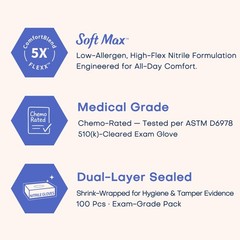 Supmedic Medical Nitrile Exam Gloves, Powder-Free Latex-Free Non-Sterile Food