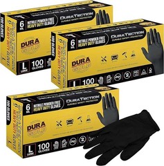 Dura-Gold Heavy Duty Black Nitrile Disposable Gloves, 6 Mil Pack of 1000 Small