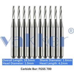 Vakker 10PC Dental Bur Friction Grip Carbide Burs FG SS 2 6 8 Short Shank 16.5mm
