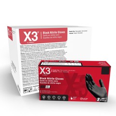 X3 Black Nitrile Industrial Disposable Gloves 3 Mil, Latex Free, Food-Safe, 200