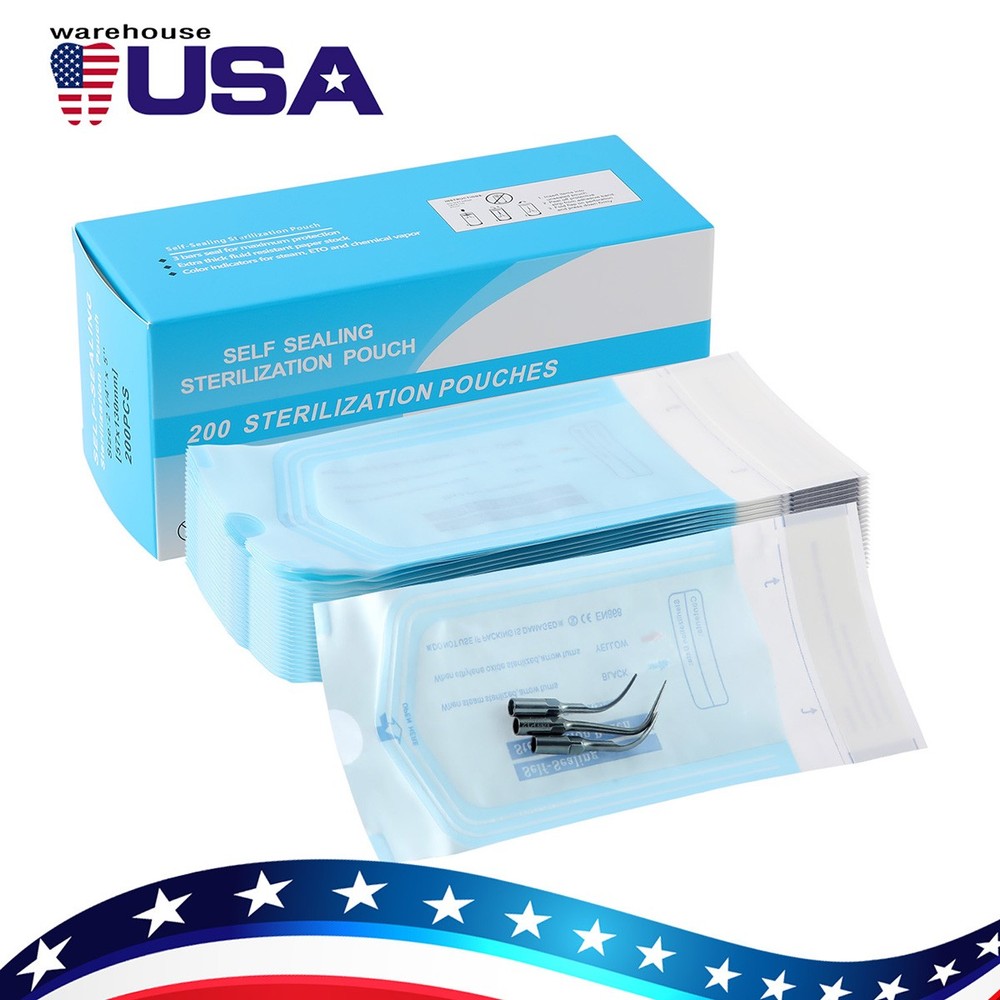 Self Sealing Sterilization Pouches 200pcs/Box for Steam & ETO Dental Tattoo Tool