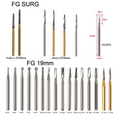 Dental Carbide Burs Surgical Long 25mm /19mm Shank High SpeedRound Friction Grip