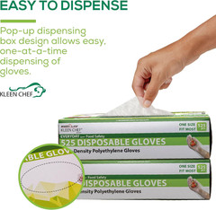 Disposable Food Handling Long Cuff Cleaning Poly Gloves, One Size Fits Most, Sma