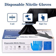 YKANG Disposable Nitrile Gloves,Latex Free Disposable Large (Pack of 100) Black