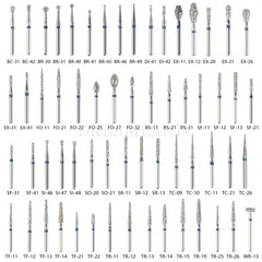 100 piezas/20 tipos Burr fresas de diamante salees FG medio 1,6mm Kit FG1.6MM