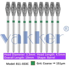 10/pk Dental FG Diamond Burs Barrel Wheel Pear Burs for High Speed Handpiece