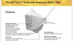 3M Aura 9205+ N95 NIOSH Approved Particulate Respirator Face Mask | USA Made |