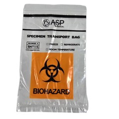 ASP Medical Specimen Transport Bags 6″ x 9″ 100 Count Zip Closure Biohazard