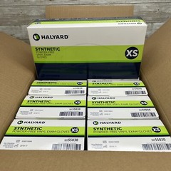 1 CASE Halyard Synthetic Vinyl Powder-Free Medical Exam Gloves Size X-SMALL