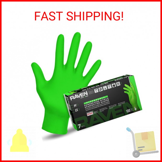SAS Safety 66551 Derma-VUE Powder-Free Exam Grade 6 Mil Nitrile Gloves, Medium,