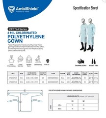 (100) Blue 50″ Extra Large Cast Poly Apron/Gowns CPE w/ Thumb Hold Sleeves &Ties